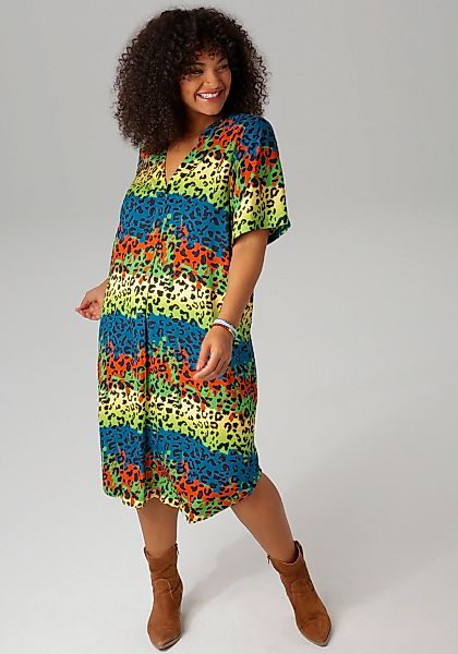 Aniston PLUS Blusenkleid mit farbenfrohem Animal-Print günstig online kaufen