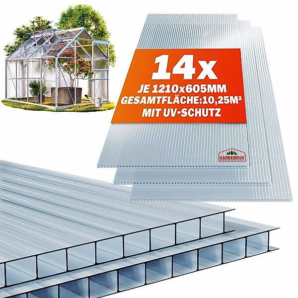 Hohlkammerstegplatten 14er-Set Transparent 10,25m² günstig online kaufen