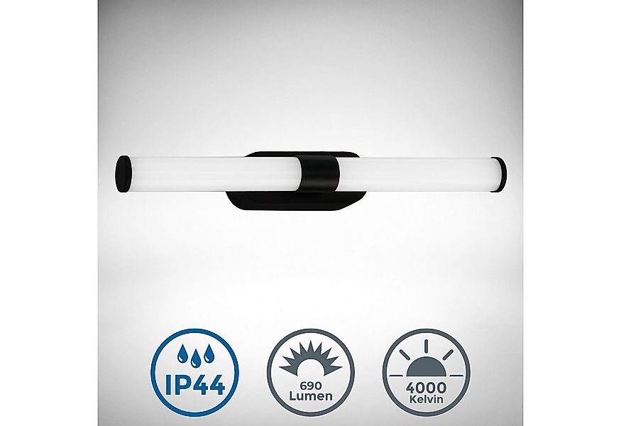 B.K.Licht Spiegelleuchte LED Badleuchte Spiegelleuchte Schwarz, LED fest in günstig online kaufen