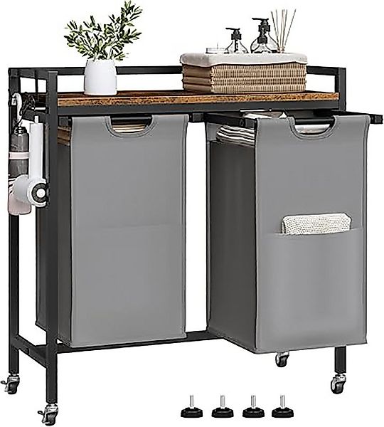 EUGAD Wäschekorb (1 St), Wäschesammler, mit Rollen, Ablage, Haken, ausziehb günstig online kaufen