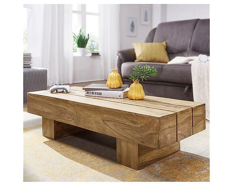 Lomadox Couchtisch, braun, Akazie Massivholz, Landhaus-Stil, 120/30/45 cm günstig online kaufen