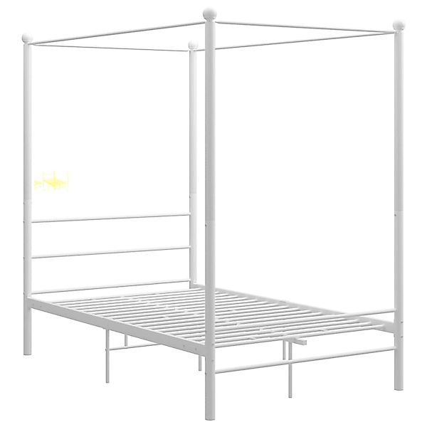 vidaXL Himmelbett, Baldachin Bett Weiß Metall günstig online kaufen