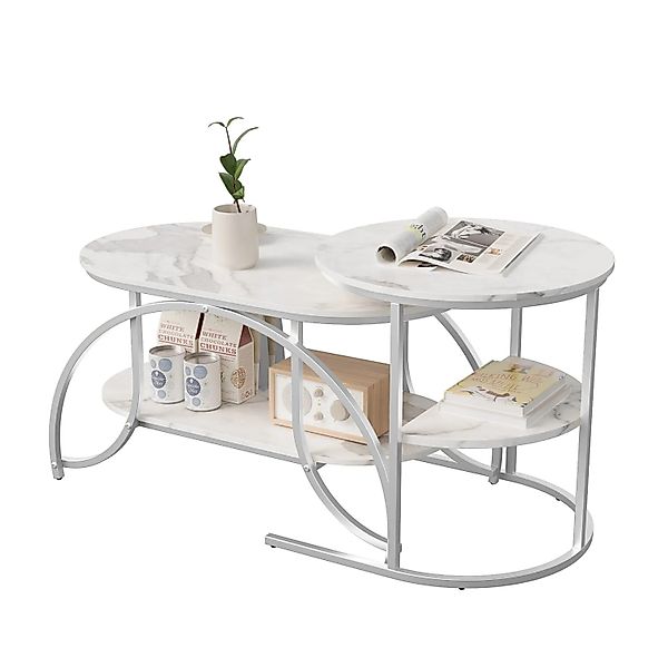 PXloue Wohnzimmertisch Marmoroptik Satztisch Couchtisch für Wohnzimmer in S günstig online kaufen