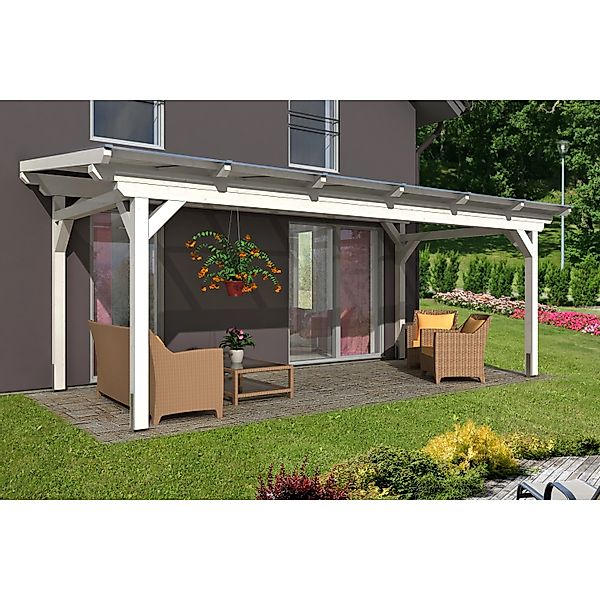 Skan Holz Terrassenüberdachung Sanremo 648 x 250 cm Leimholz Weiß günstig online kaufen