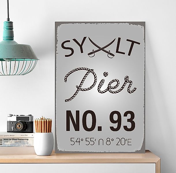 queence Metallbild "Sylt Pier", Schriftzüge-Schriftzug-Meer-Strand, (1 St.) günstig online kaufen