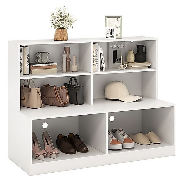 COSTWAY Schuhschrank Schuhbank Schuh-Organizer mit 6 Fächern weiß günstig online kaufen