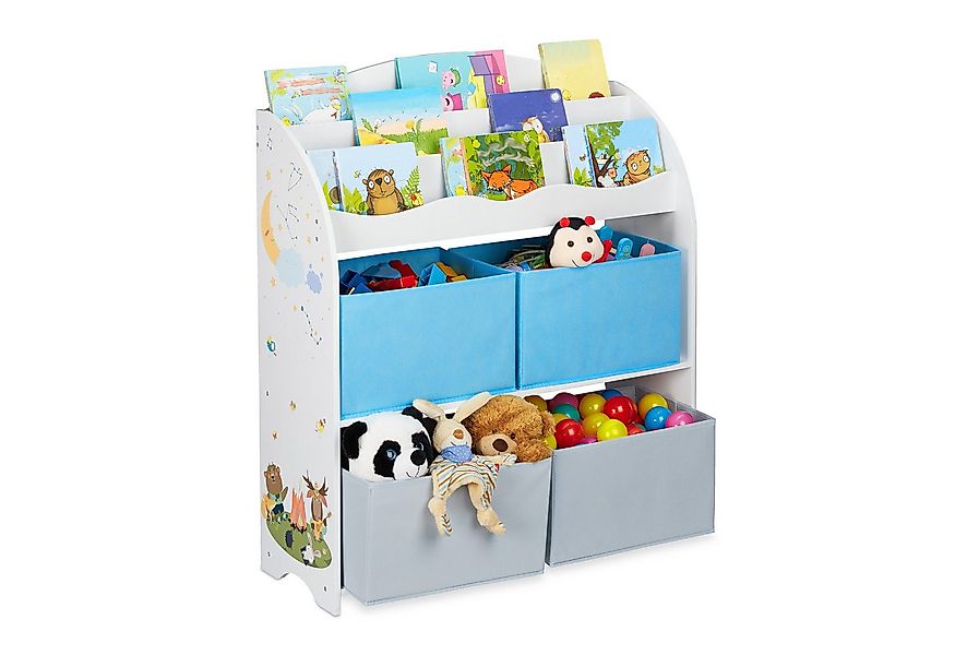 relaxdays Kinderregal mit 4 Stoffboxe, A günstig online kaufen