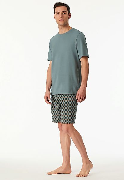 Schiesser Shorty "Casual Essentials" 2 tlg. mit unifarbenem Oberteil und ge günstig online kaufen