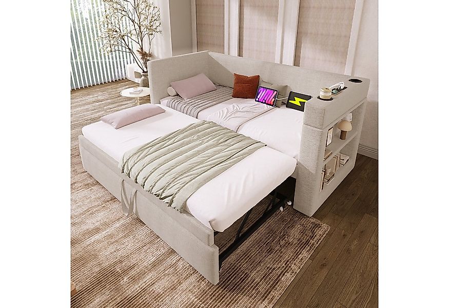 Flieks Daybett, Polsterbett 90/180x190cm mit Ausziehbett, Ladefunktion & St günstig online kaufen