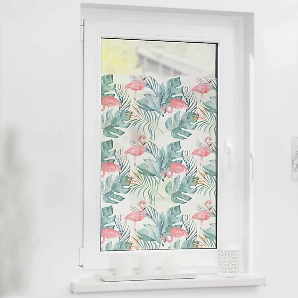 LICHTBLICK Fensterfolie Flamingo rosa grün B/L: ca. 50x50 cm günstig online kaufen