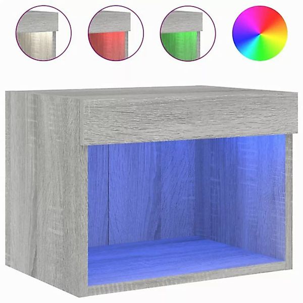 vidaXL TV-Schrank Wand-Nachttisch mit LED-Leuchten Grau Sonoma günstig online kaufen