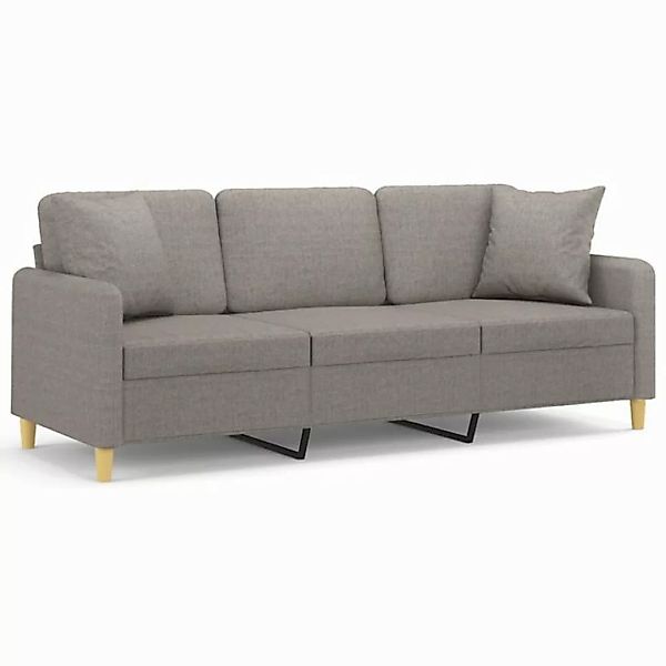 vidaXL Sofa, 3-Sitzer-Sofa mit Zierkissen Taupe 180 cm Stoff günstig online kaufen