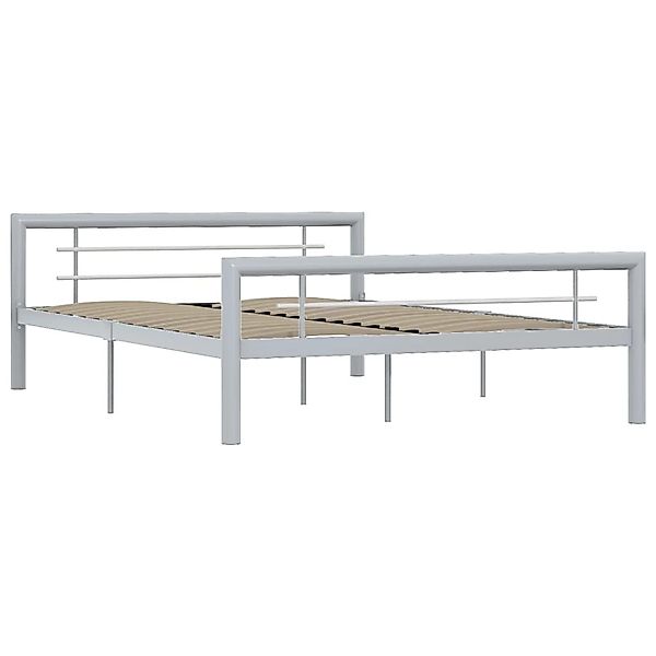 vidaXL Bettgestell Grau und Weiß Metall 140 x 200 cm618328 günstig online kaufen