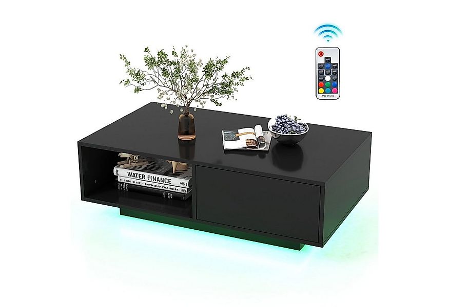 COSTWAY Couchtisch, mit 20 Farben LED-Beleuchtung, Fernbedienung, Schublade günstig online kaufen