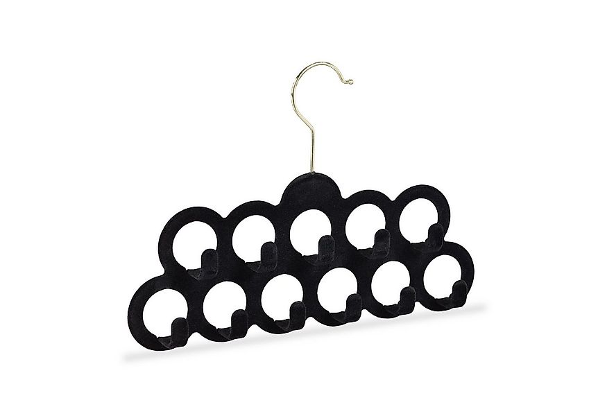relaxdays Mehrfach-Kleiderbügel Velours Schalhalter, schwarz günstig online kaufen