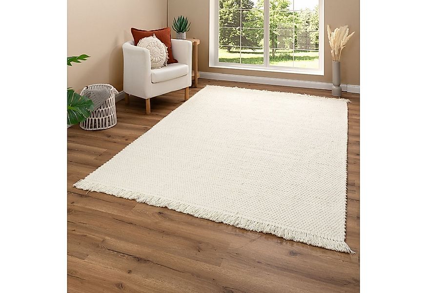 Steffensmeier Wollteppich Alois, Rechteckig, Handweb Teppich, naturfarben günstig online kaufen