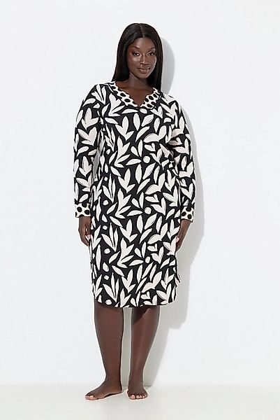 Ulla Popken Nachthemd Nachthemd floraler Druck Tunika-Ausschnitt Langarm günstig online kaufen