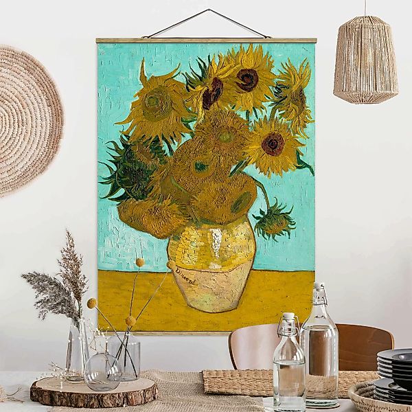 Stoffbild Kunstdruck mit Posterleisten - Hochformat Vincent van Gogh - Vase günstig online kaufen