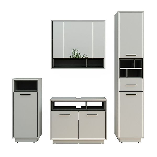 Vicco Badmöbel-Set Beatrice, Grau/Anthrazit, 4 Teile, günstig online kaufen
