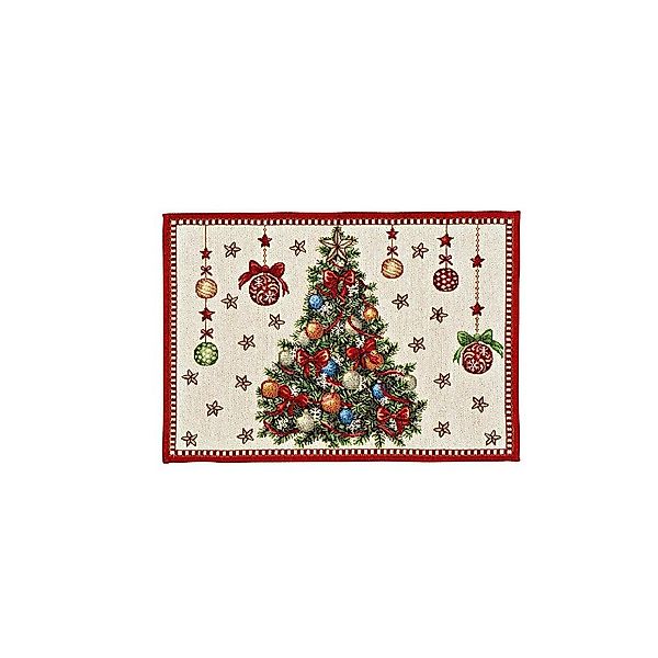 Interdesign24 Tischdecke Tischsets Tannenbaum 2er-Set Beige/Rot günstig online kaufen