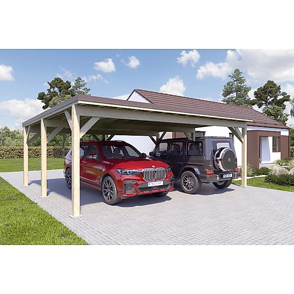 Holzbrüder Carport Ralf 42m² 150kg/m² Natur-Dunkelbraun günstig online kaufen