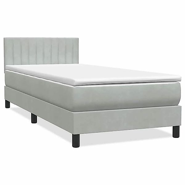 vidaXL Boxspringbett mit Matratze & LED Hellgrau 80x220 cm Samt 3317097 günstig online kaufen
