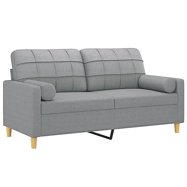 vidaXL 2-Sitzer-Sofa mit Zierkissen Hellgrau 140 cm Stoff 3200782 günstig online kaufen