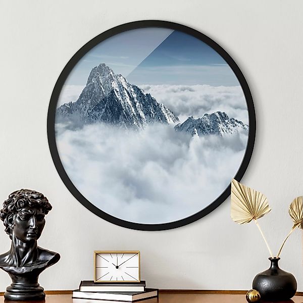 Rundes Gerahmtes Bild Die Alpen über den Wolken günstig online kaufen