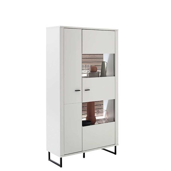 Kombi-Vitrine weiß modern 100 cm breit Bügelgestell aus Metall günstig online kaufen