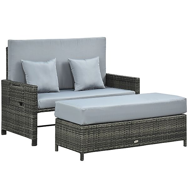 Outsunny Zweisitzer-Gartensofa mit Liegefunktion in Rattanoptik günstig online kaufen