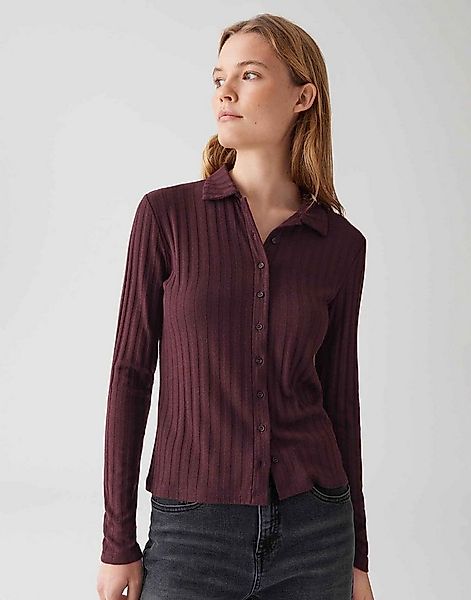 OPUS Langarmshirt SITAMI aus ECOVERO™ Viskosemix Umlegekragen, figurbetonte günstig online kaufen