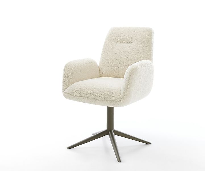 Drehstuhl Zoa-Flex Teddystoff Beige Fußkreuz Effektfinish Titan 360° drehba günstig online kaufen