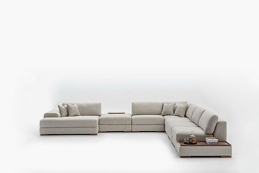 JVmoebel Ecksofa Ecksofa U-Form Möbel Wohnlandschaft Design Beige Polsterso günstig online kaufen