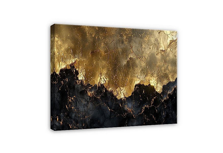 Wallarena Leinwandbild Abstrakt Marmor Glamour Gold Schwarz Wandbilder Wand günstig online kaufen