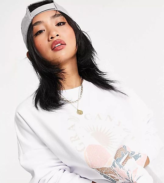 ASOS DESIGN Petite – Sweatshirt in Weiß mit Grand Canyon-Print günstig online kaufen