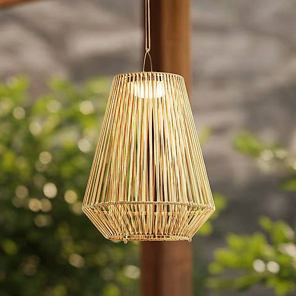 Lindby LED-Solarhängelampe Austas, beige, Ø 32 cm, USB, IP54 günstig online kaufen