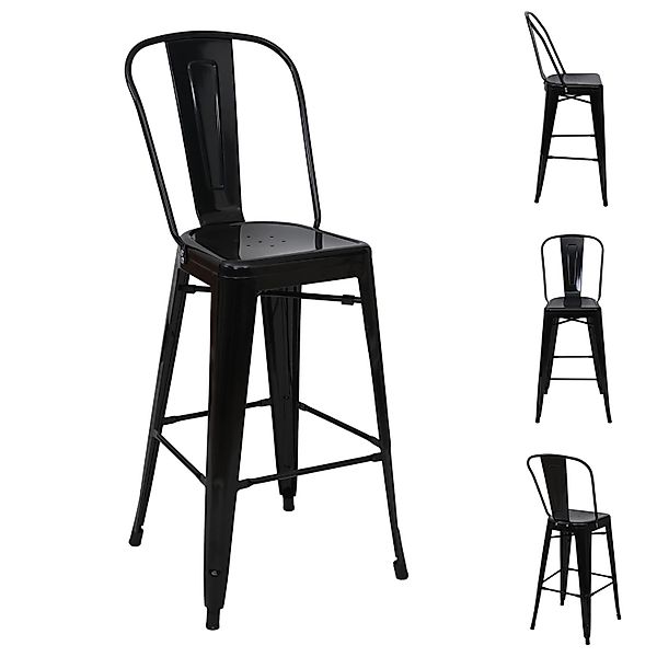 PROREGAL 4er-Set Barhocker Mit Lehne Sitzhöhe 77cm Metall Industriedesign S günstig online kaufen