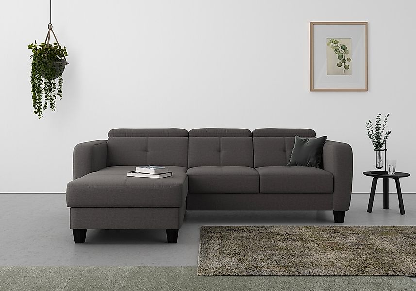 sit&more Ecksofa "Belluci L-Form" inklusive Federkern, wahlweise mit Bettfu günstig online kaufen