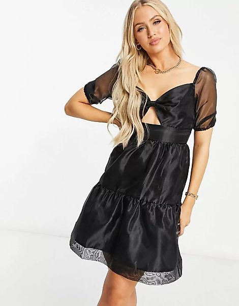 Unique21 – Kleid mit gedrehter Vorderseite-Schwarz günstig online kaufen