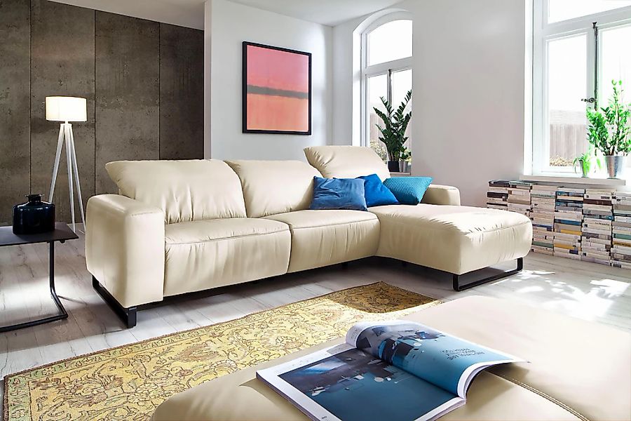 Home affaire Ecksofa "Juist L-Form" mit Kopfteilverstellung und schwarzen M günstig online kaufen