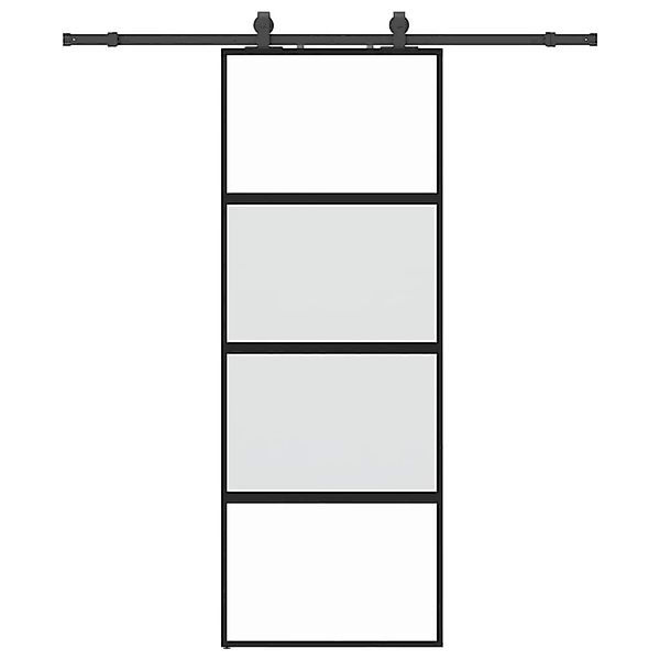 vidaXL Schiebetür mit Beschlag Schwarz 76x205 cm Hartglas 3375829 günstig online kaufen