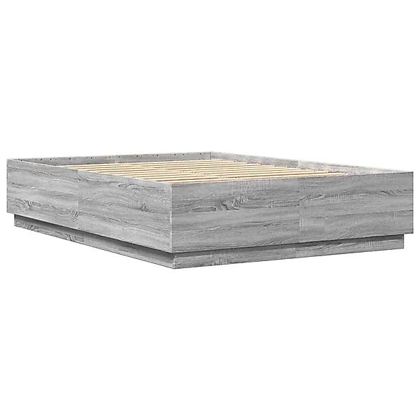 vidaXL Bettgestell mit LED Grau Sonoma 150x200 cm Holzwerkstoff 3209609 günstig online kaufen