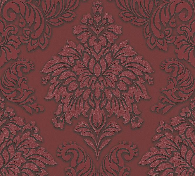 Bricoflor Rote Tapete mit Glitzer Barock Tapete in Weinrot Elegant Neobaroc günstig online kaufen
