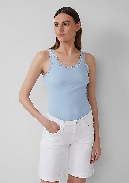 s.Oliver Muscleshirt T-Shirt Geripptes Slim-Fit-Tanktop mit Spitze günstig online kaufen