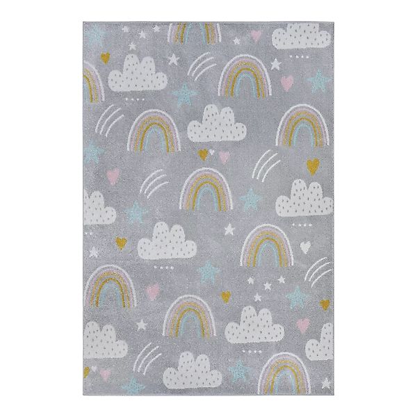 Kids Rug Rainbow Clouds 160x235cm Grey günstig online kaufen