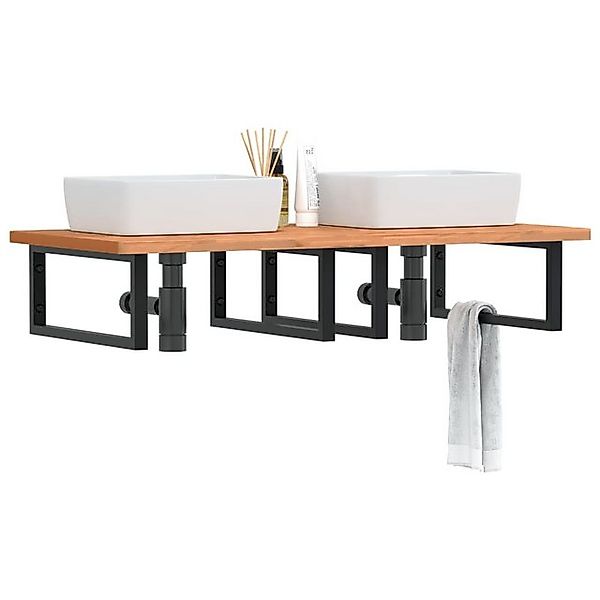 vidaXL Waschbeckenschrank Waschbeckenregal Wandmontage Stahl und Massivholz günstig online kaufen