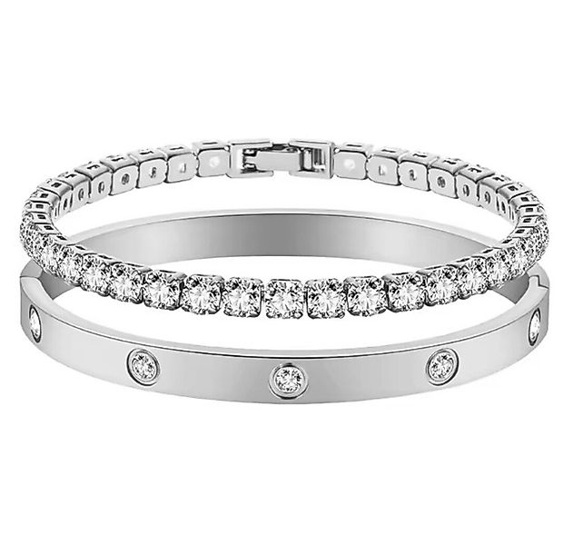 Lale Collection® Schmuckset Edelstahl-Armreif Strass Accessoire Gold Silber günstig online kaufen
