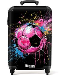 NoBoringSuitcases.com© Hartschalen-Trolley Rosa Fußball mit Graffiti günstig online kaufen