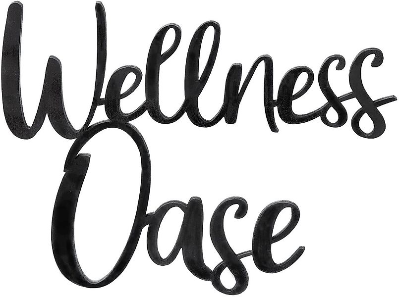 Logbuch-Verlag Wanddekoobjekt Holzschild WELLNESSOASE schwarz 25 günstig online kaufen
