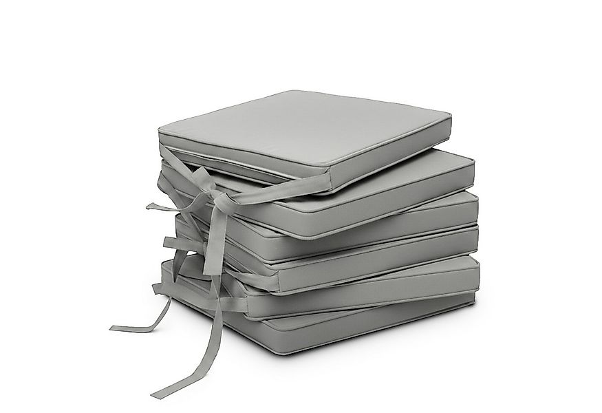 Beautissu Stuhlkissen 6er Set Loft SK Stuhlkissen Hellgrau, 45x40x5cm, Stuh günstig online kaufen